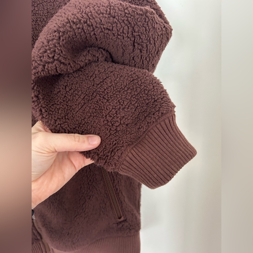 Athleta Coat Womens M Brown Full Zip Sherpa Tugga Jacket - Picture 9 of 12